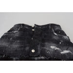 Dsquared² Black Checkered High Waist A-line Denim Mini Skirt SKI1892-38