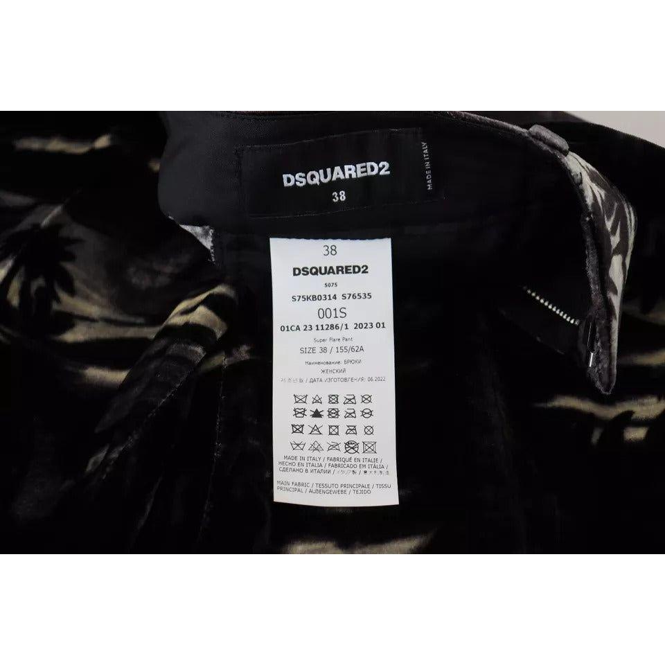 Dsquared² Black Printed High Waist Super Flare Pants PAN74525-38
