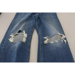 Dsquared² Blue Distressed High Waist Straight Denim Jeans PAN74508-38
