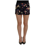 Dsquared² Black Floral Embroidery Mid Waist A-line Mini Skirt SKI1890-38