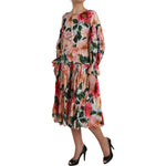 Dolce & Gabbana Multicolor Floral CottonAline Pleated Dress DR281171-46