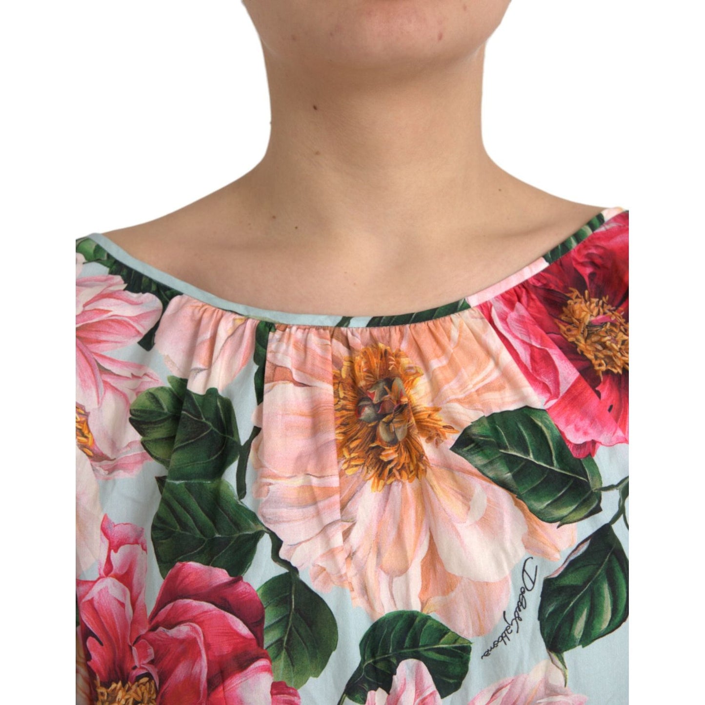 Dolce & Gabbana Multicolor Floral CottonAline Pleated Dress DR281171-46