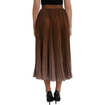 Dolce & Gabbana Brown Polyester Pleated High Waist Midi Skirt SKI1996-40
