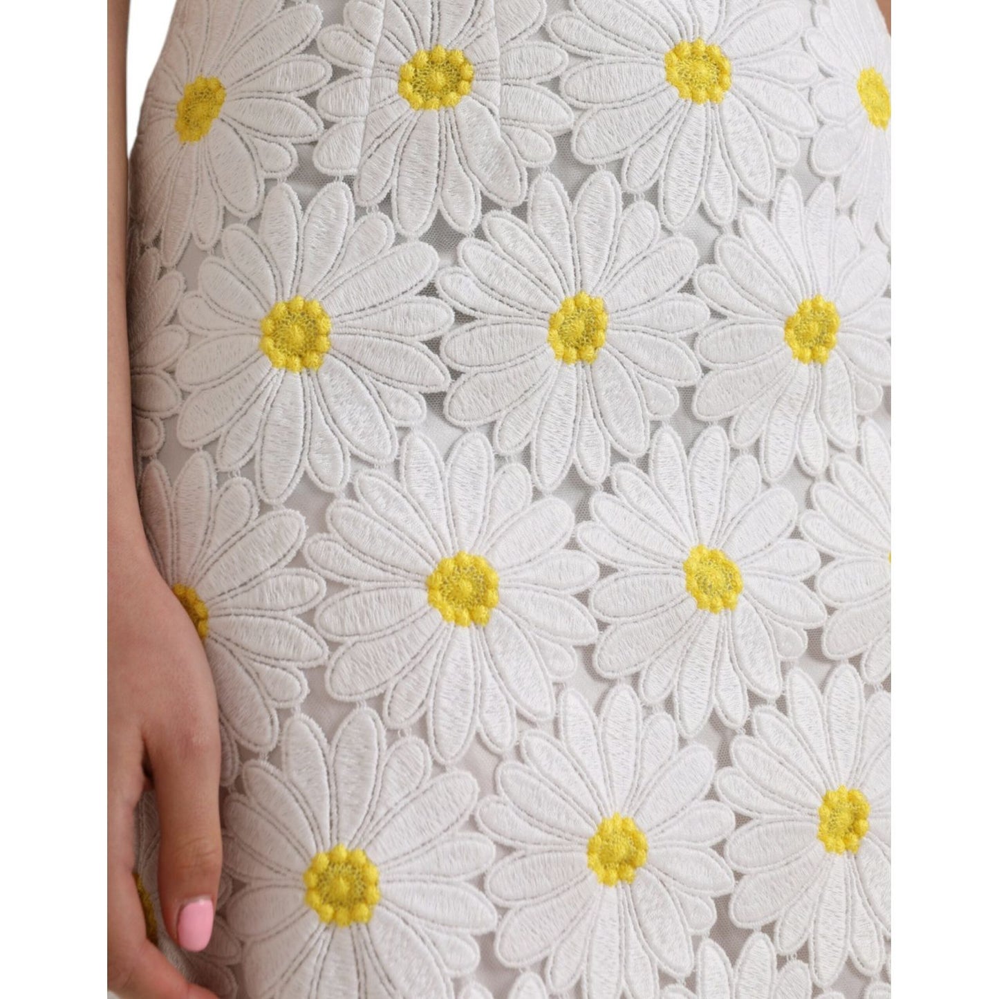 Dolce & Gabbana White Floral Pencil Straight Lace Skirt SKI1997-38