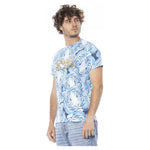 Cavalli Class Light Blue Cotton Men T-Shirt CA-24343-M