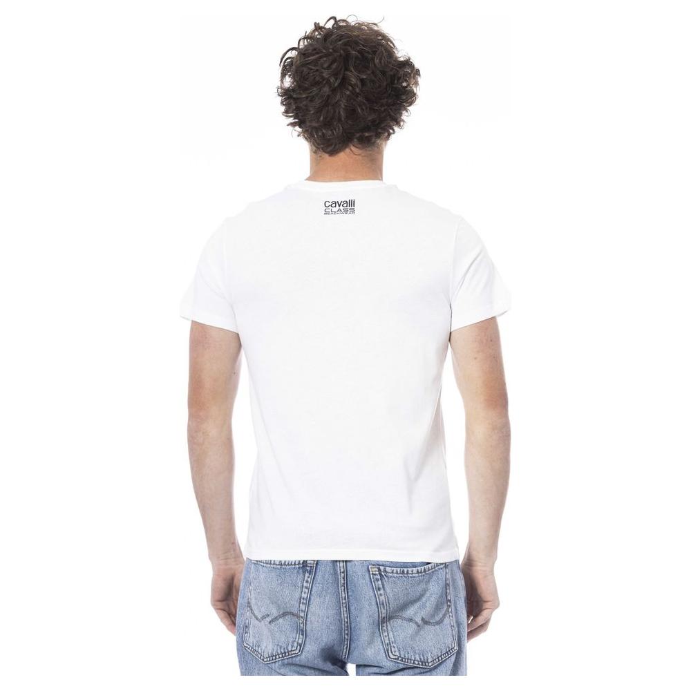 Cavalli Class White Cotton Men T-Shirt CA-24330-L