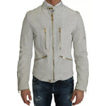 Dolce & Gabbana Leather White Biker Motorcycle Jacket JKT1266