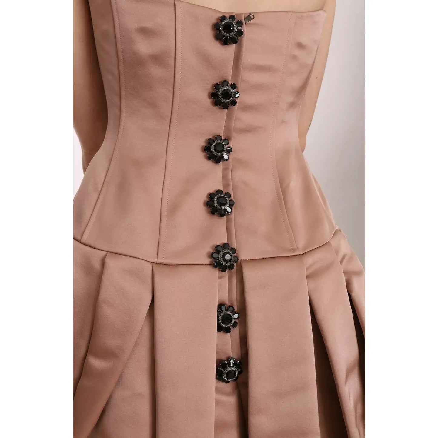 Dolce & Gabbana Crystal Pink Silk Chandelier Ball Gown Dress DR1667