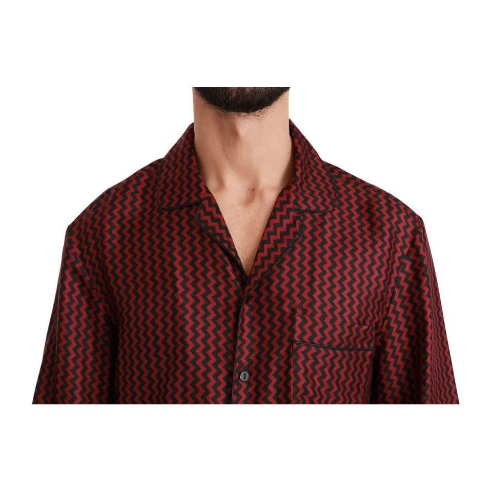 Dolce & Gabbana Black Red Zigzag Pattern Casual Shirt TSH4479-41