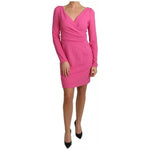 Dolce & Gabbana Pink Plunging Bodycon Sheath Mini Rayon Dress DR2580-42