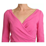 Dolce & Gabbana Pink Plunging Bodycon Sheath Mini Rayon Dress DR2580-42