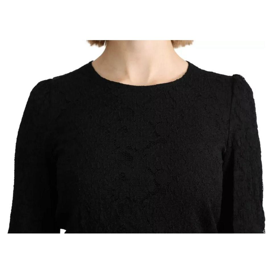 Dolce & Gabbana Black Lace Long Sleeves Blouse STAFF Top TSH4900-42