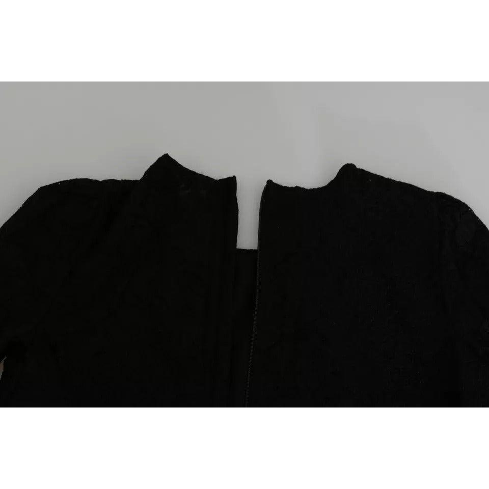 Dolce & Gabbana Black Lace Long Sleeves Blouse STAFF Top TSH4900-42