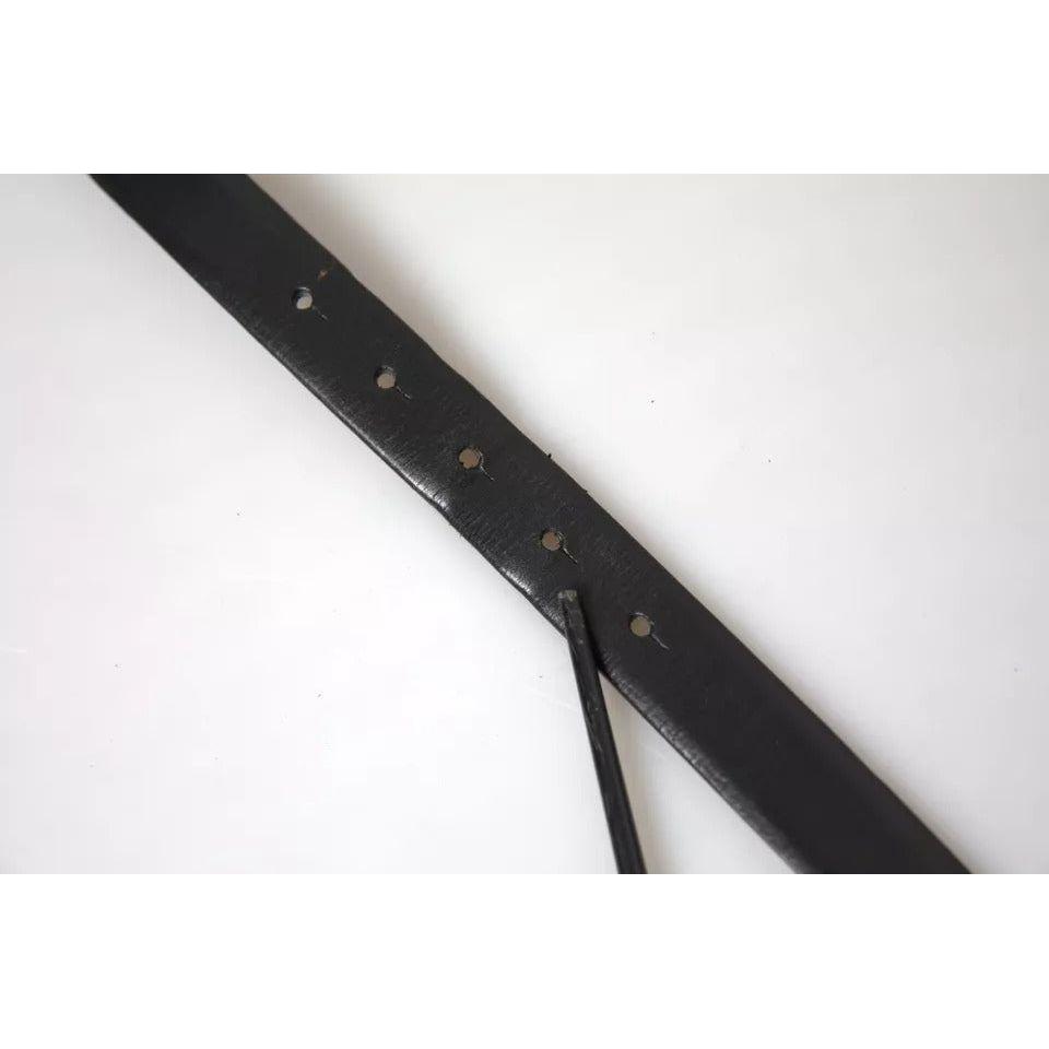 Dolce & Gabbana Black Leather Silver Metal Buckle Men Belt BEL9120-90