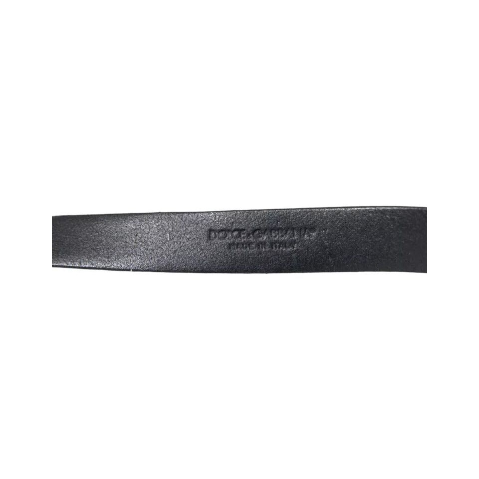 Dolce & Gabbana Black Leather Silver Metal Buckle Men Belt BEL9120-90