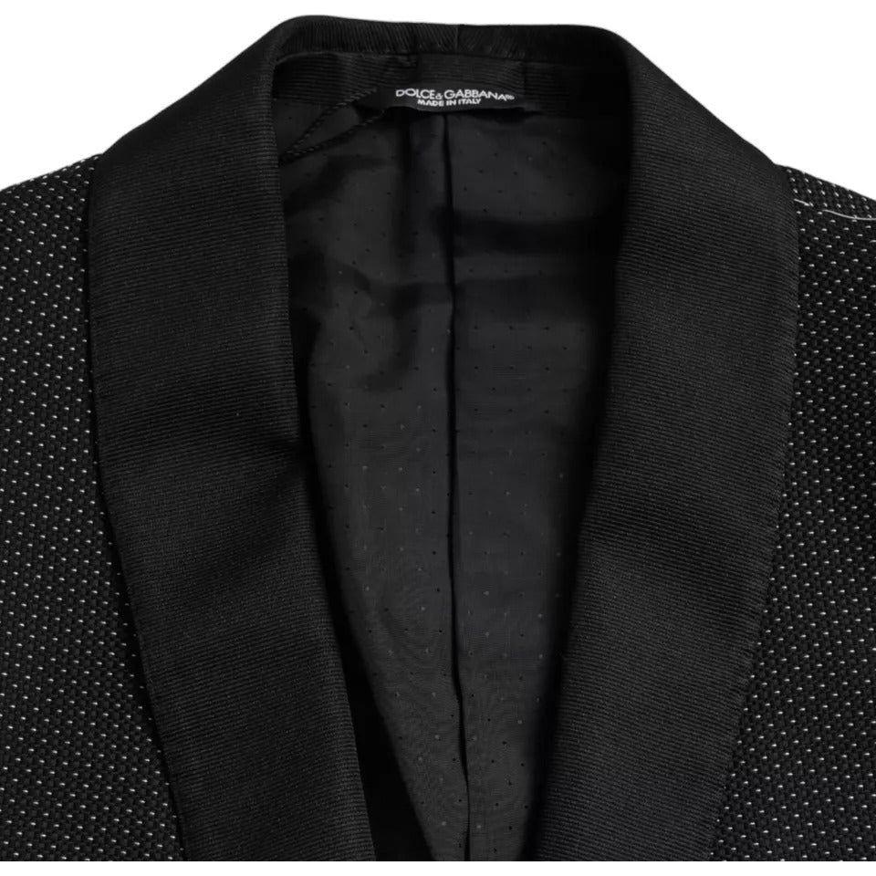 Dolce & Gabbana Black Jacquard MARTINI Single Breasted Coat Blazer JKT4030-50