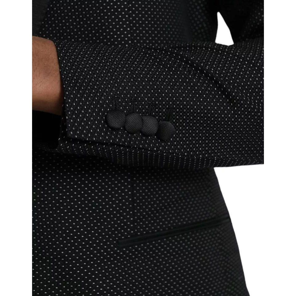 Dolce & Gabbana Black Jacquard MARTINI Single Breasted Coat Blazer JKT4030-50