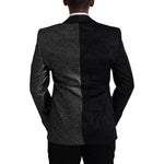 Dolce & Gabbana Black Silver Silk Single Breasted Coat Blazer JKT4045-50