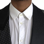 Dolce & Gabbana Black Silver Silk Single Breasted Coat Blazer JKT4045-50