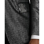Dolce & Gabbana Black Silver Silk Single Breasted Coat Blazer JKT4045-50