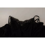 Dolce & Gabbana Black V-neck Long Sleeves Mini A-line Dress DR28646