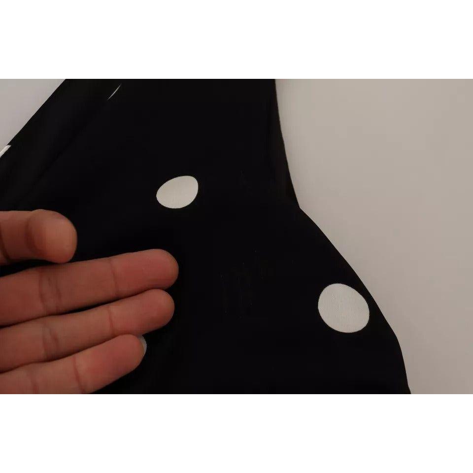 Dolce & Gabbana Black Silk Polka Dots V-neck Sheath Midi Dress DR28296-40
