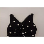 Dolce & Gabbana Black Silk Polka Dots V-neck Sheath Midi Dress DR28296-40
