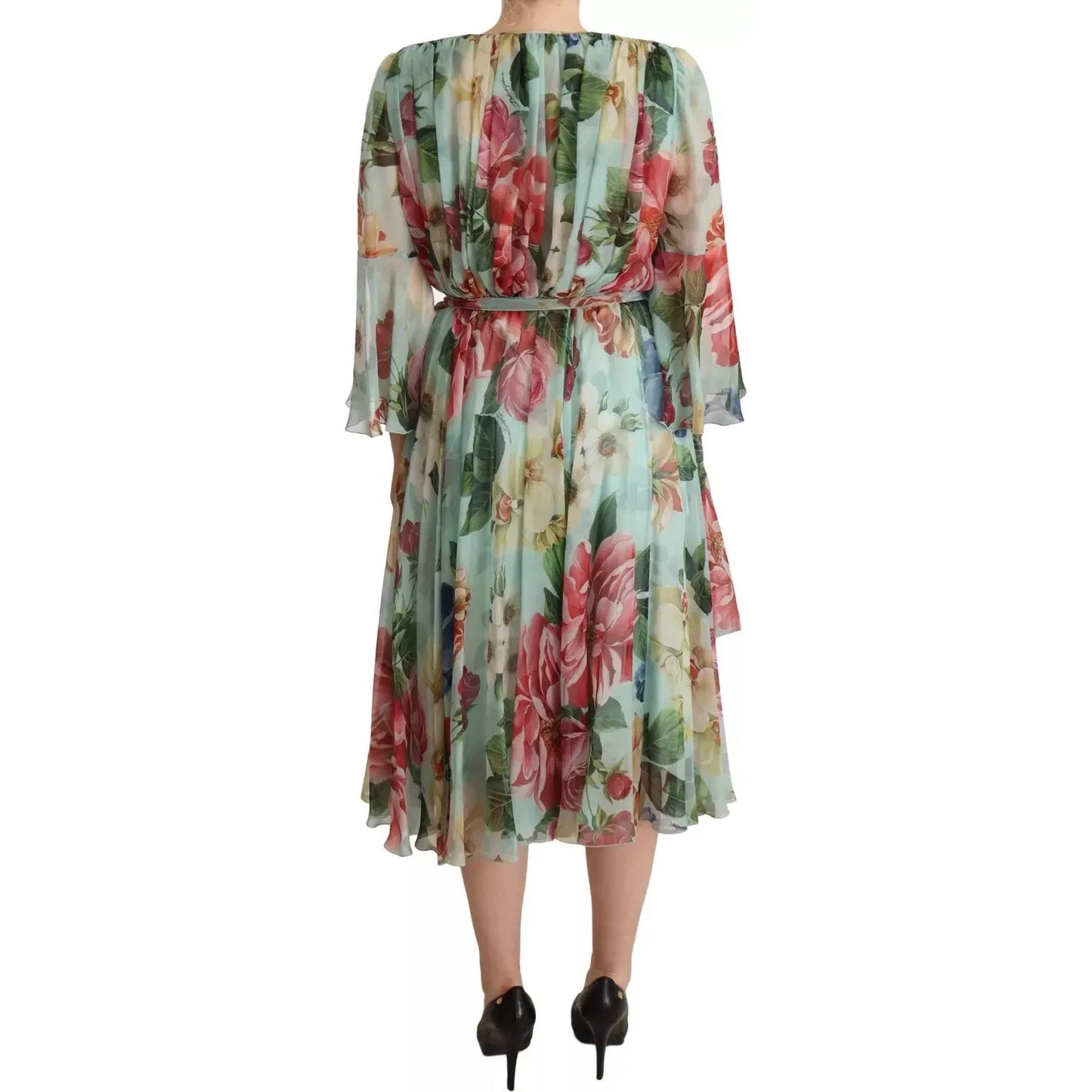 Dolce & Gabbana Multicolor Green Silk Wrap Gown Dress DR28297-42