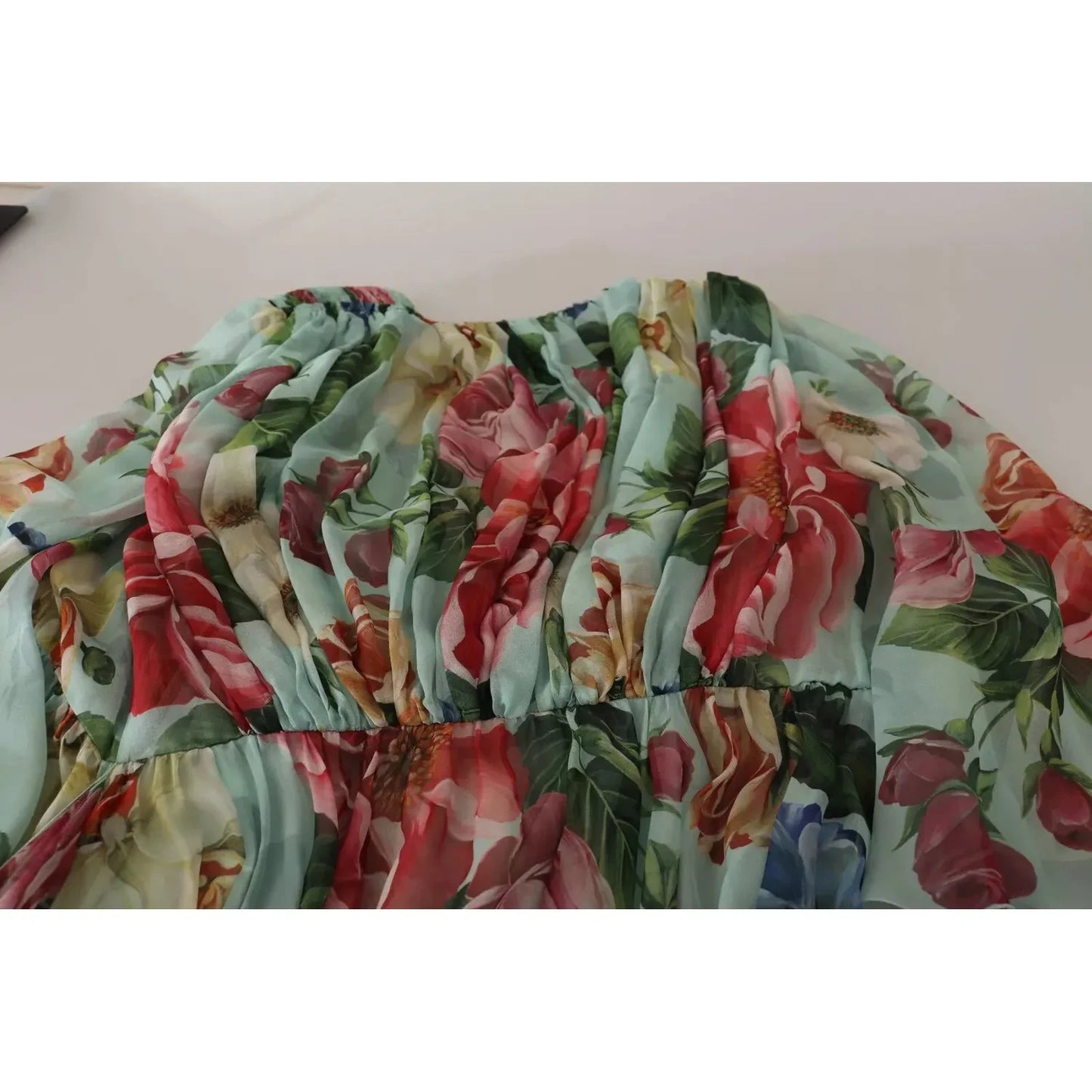 Dolce & Gabbana Multicolor Green Silk Wrap Gown Dress DR28297-42