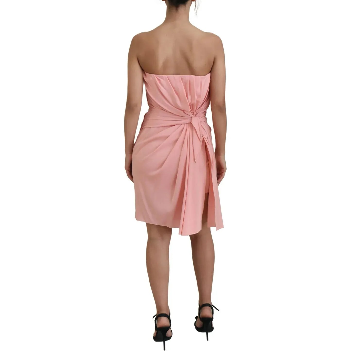 Dolce & Gabbana Pink Silk Stretch Strapless Sheath Dress DR28878#