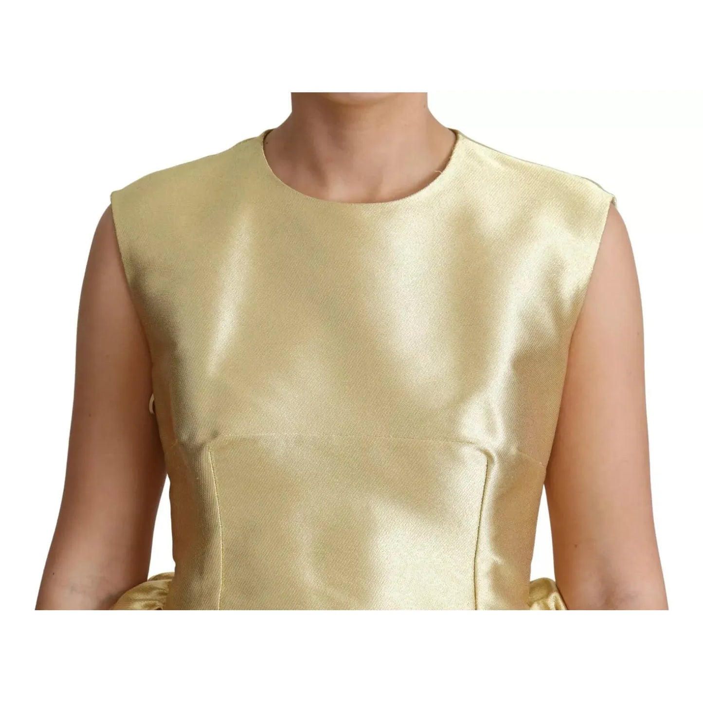 Dolce & Gabbana Polyester Gold Sleeveless A-line Tulle Dress DR2781-40