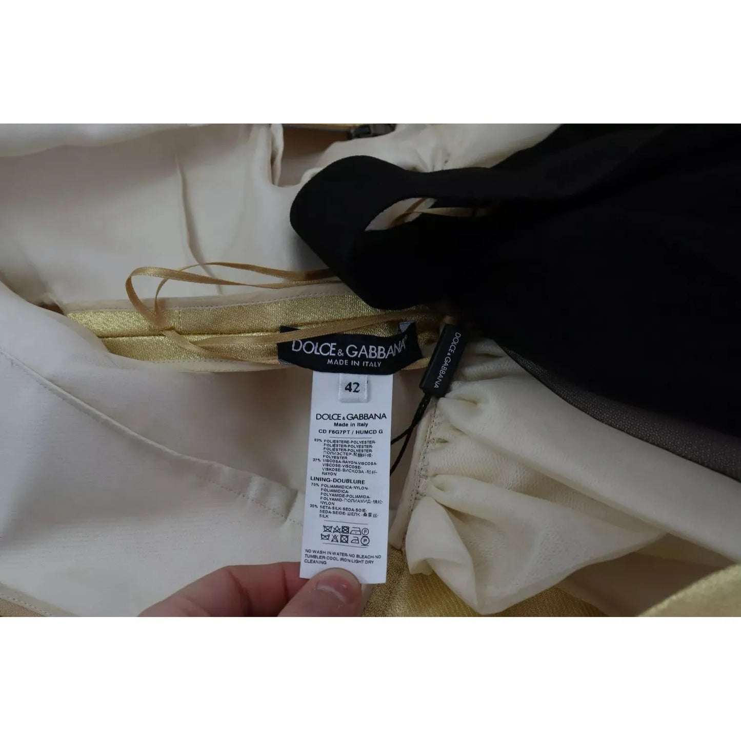Dolce & Gabbana Polyester Gold Sleeveless A-line Tulle Dress DR2781-40