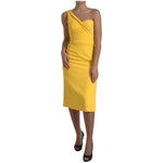 Dolce & Gabbana Yellow One Shoulder Side Slit Midi Dress DR28773-42