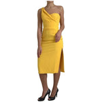 Dolce & Gabbana Yellow One Shoulder Side Slit Midi Dress DR28773-42