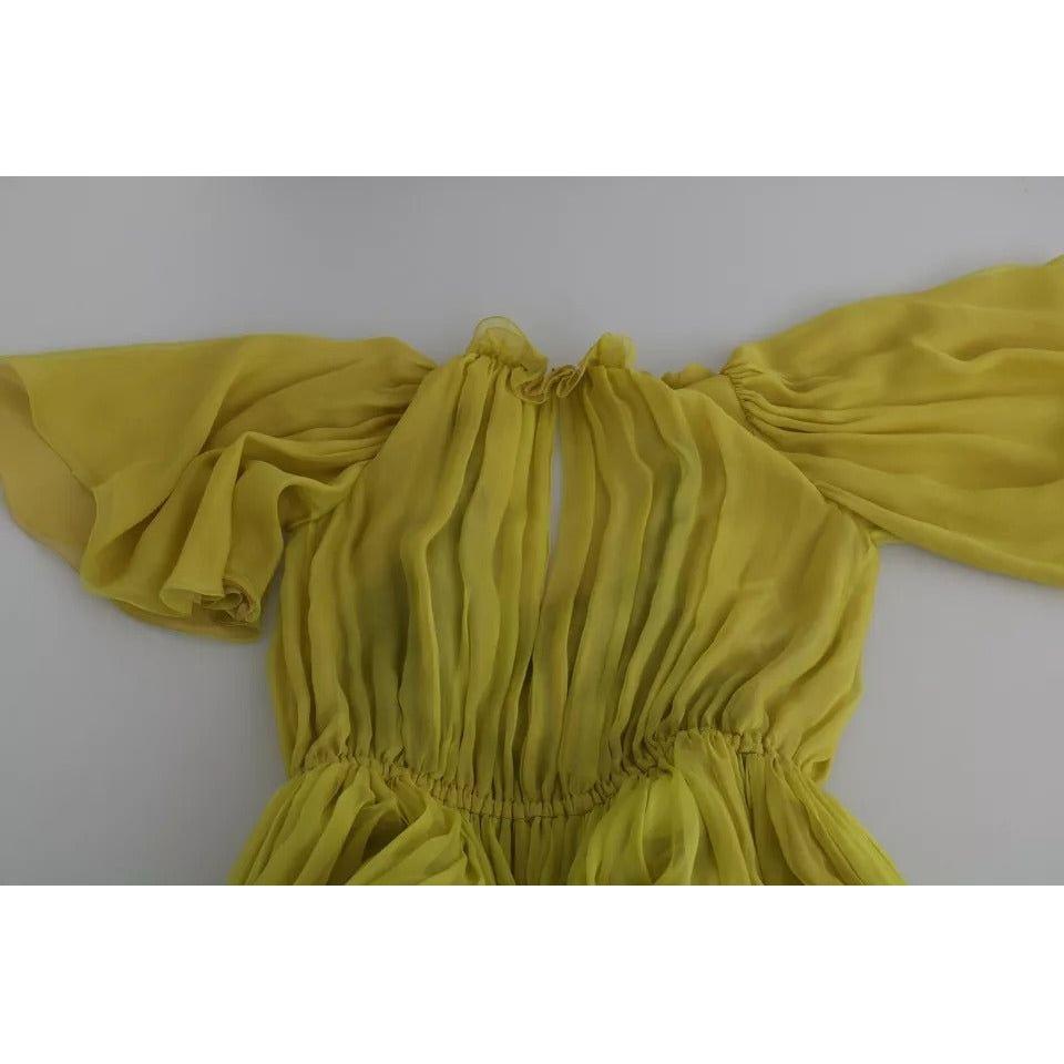 Dolce & Gabbana Yellow Shift A-line Silk Gown Dress DR2043-40