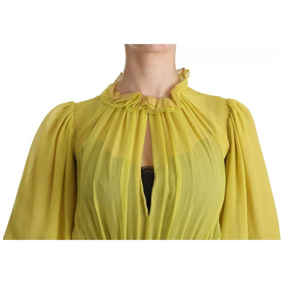Dolce & Gabbana Yellow Shift A-line Silk Gown Dress DR2043-40