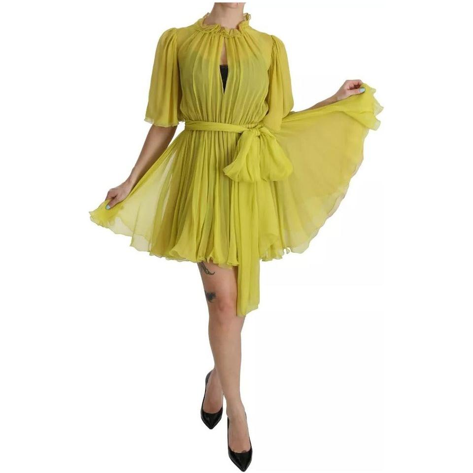 Dolce & Gabbana Yellow Shift A-line Silk Gown Dress DR2043-40