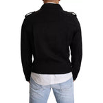 Dolce & Gabbana Black Brocade Full Zip Biker Coat Jacket JKT2906-48