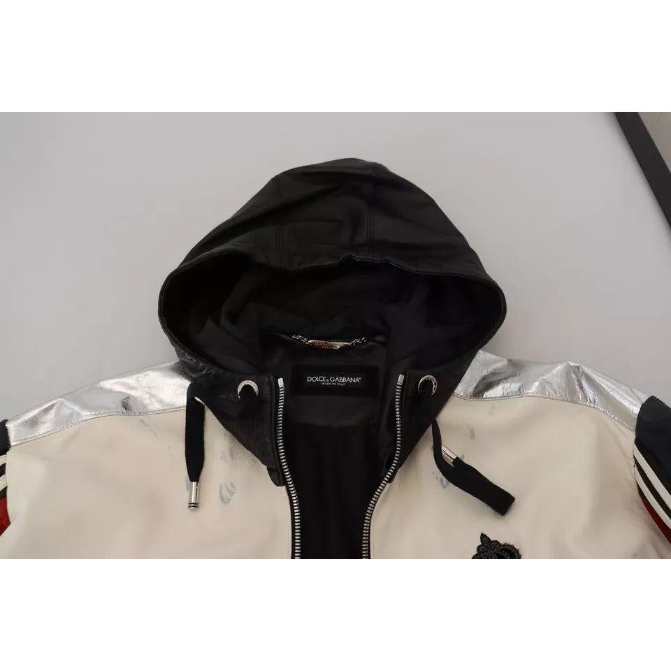 Dolce & Gabbana Black Leather Hooded Blouson Coat Jacket JKT3602-48