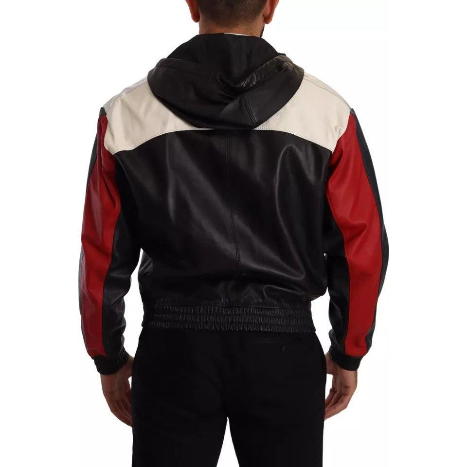 Dolce & Gabbana Black Leather Hooded Blouson Jacket JKT3033-46
