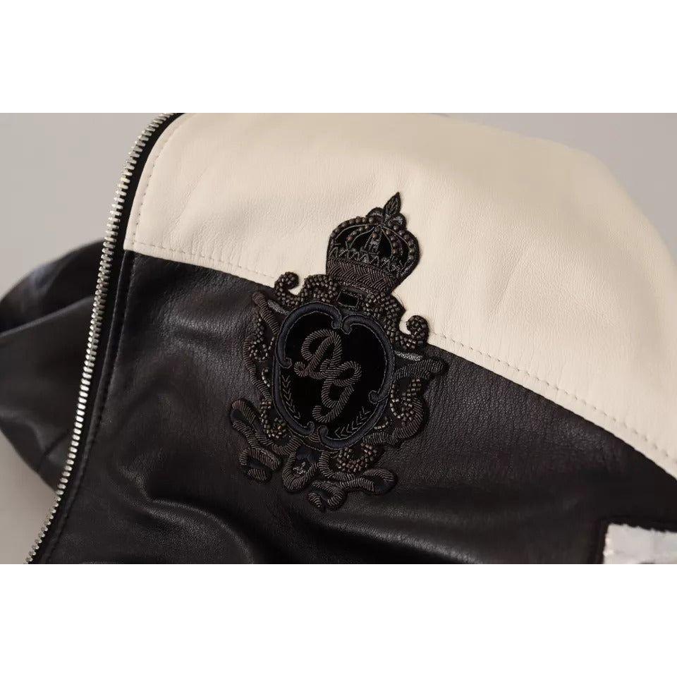 Dolce & Gabbana Black Leather Hooded Blouson Jacket JKT3033-46