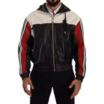 Dolce & Gabbana Black Leather Hooded Blouson Jacket JKT3033-46