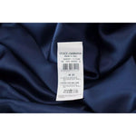 Dolce & Gabbana Blue Satin Silk Waist Belt Robe Jacket JKT3458-48