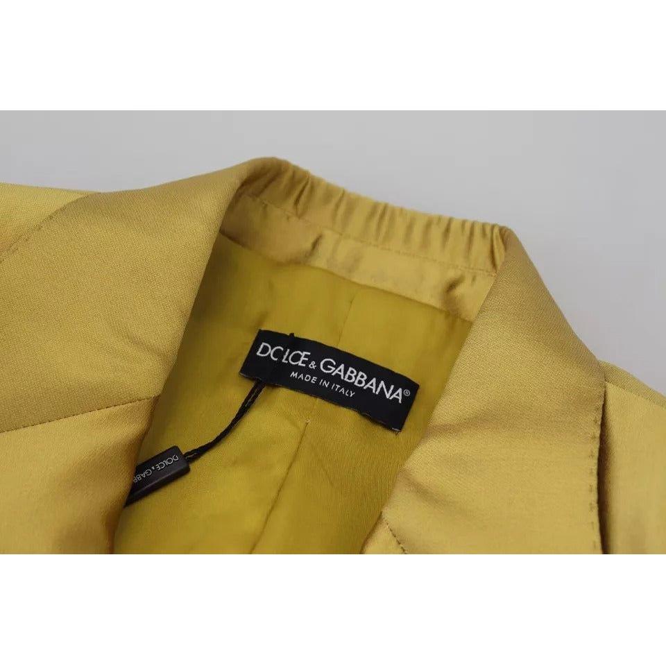 Dolce & Gabbana Gold Satin Long Sleeves Blazer Coat Jacket JKT3490-40