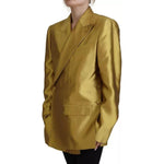 Dolce & Gabbana Gold Satin Long Sleeves Blazer Coat Jacket JKT3490-40