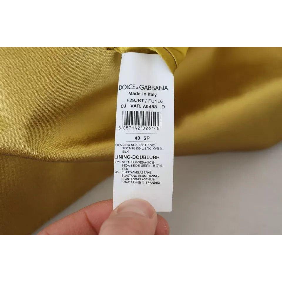 Dolce & Gabbana Gold Satin Long Sleeves Blazer Coat Jacket JKT3490-40