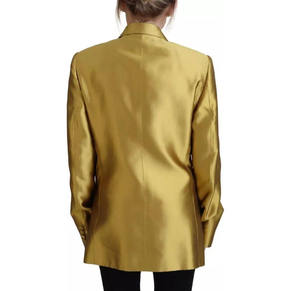 Dolce & Gabbana Gold Satin Long Sleeves Blazer Coat Jacket JKT3490-40