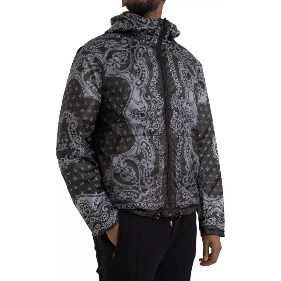 Dolce & Gabbana Gray Bandana Hooded Full Zip Bomber Jacket JKT3863-50