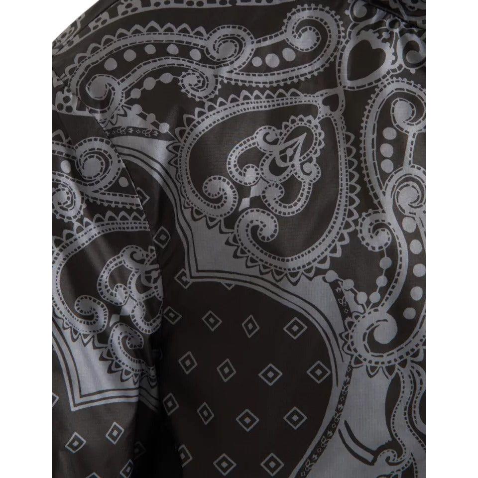 Dolce & Gabbana Gray Bandana Hooded Full Zip Bomber Jacket JKT3863-50