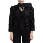 Dolce & Gabbana Black Lace Sheer Corset Organza Silk Jacket JKT 3000-42